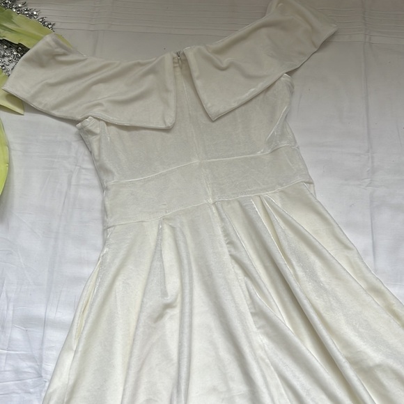 ⭐️jasambac Off Shoulder Velvet High Low Hem A-Line Party Cocktail Dress⭐️ - Picture 9 of 10